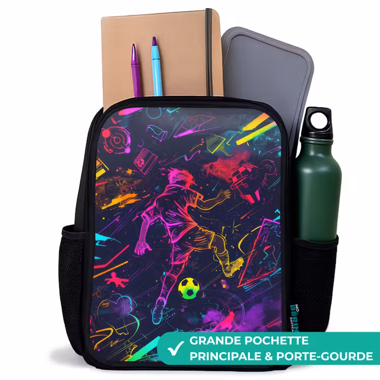 Sac à dos enfant - Noir - Football de rue aux couleurs de l'espace — 10