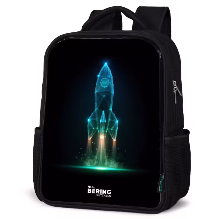 Sac à dos enfant - Noir - Lancement d'une fusée au néon — 6