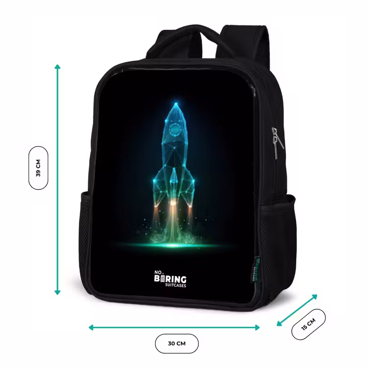 Sac à dos enfant - Noir - Lancement d'une fusée au néon — 8