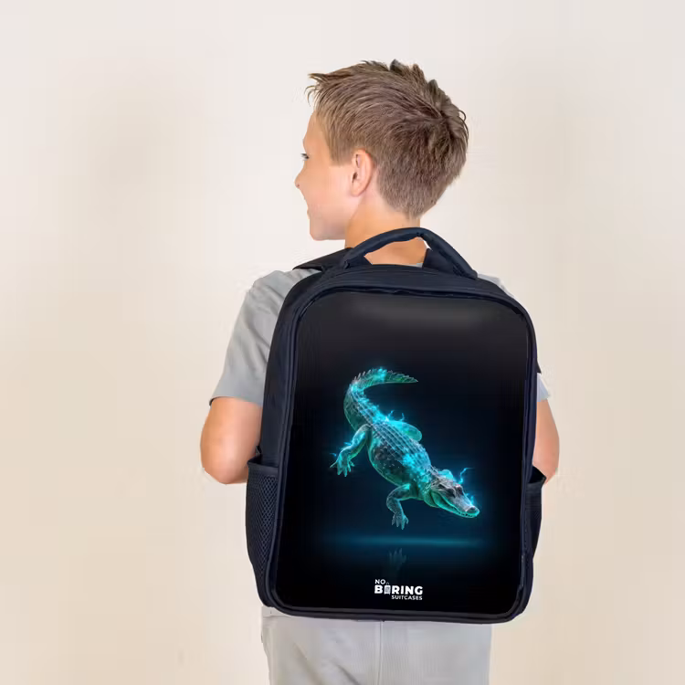 Sac à dos enfant - Noir - Le cyber-crocodile en action — 2