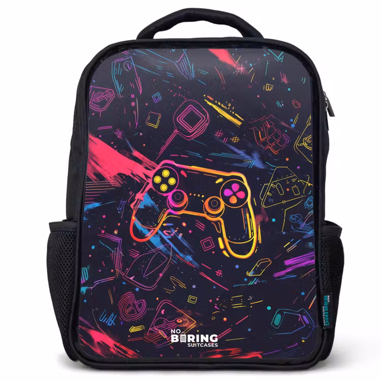 Sac à dos enfant - Noir - L'univers des jeux en style néon — 1