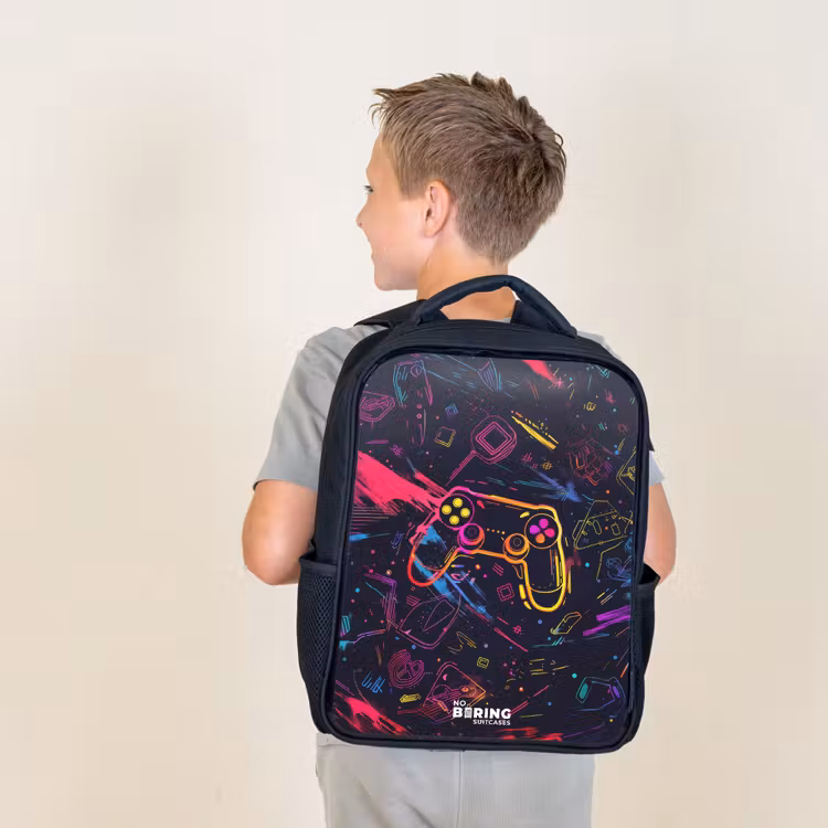 Sac à dos enfant - Noir - L'univers des jeux en style néon — 2
