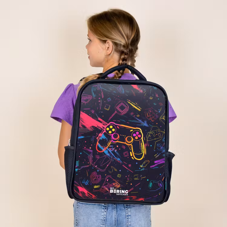 Sac à dos enfant - Noir - L'univers des jeux en style néon — 4