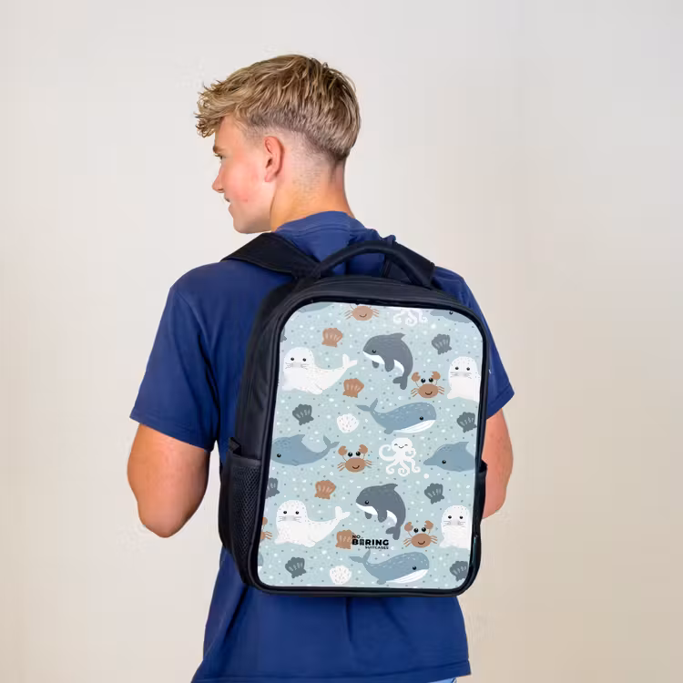 Sac à dos enfant - Noir - Motif d'animaux marins colorés — 5