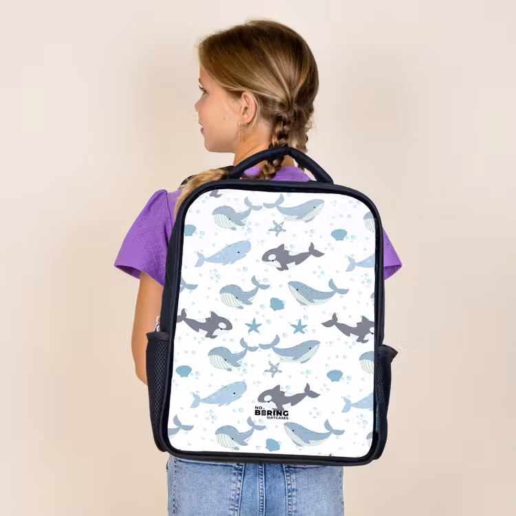 Sac à dos enfant - Noir - Motif de baleine avec coquillages bleus — 4