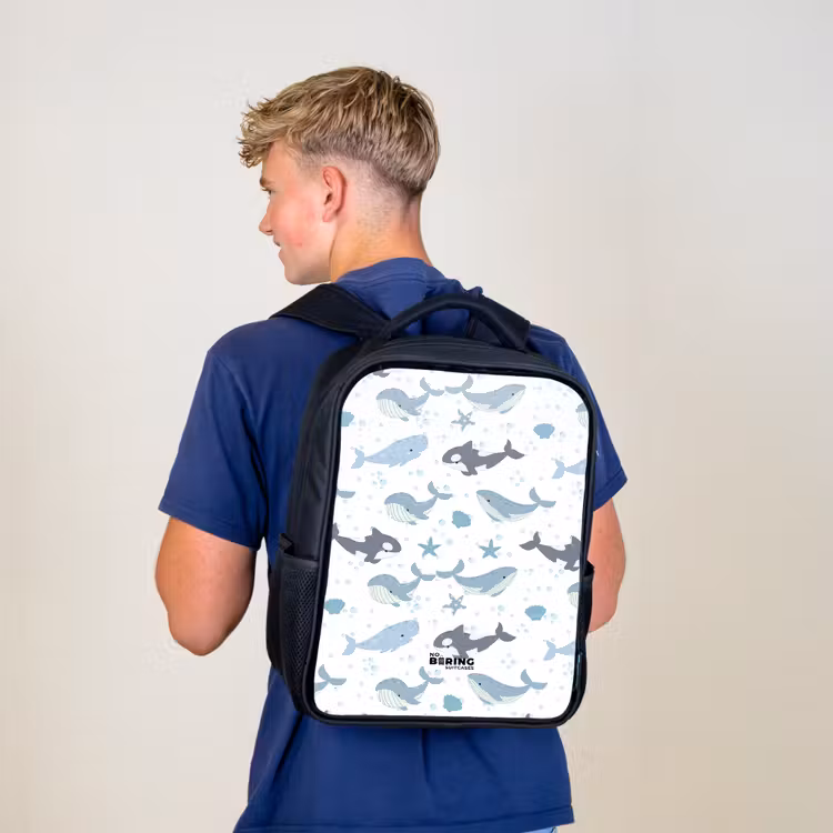 Sac à dos enfant - Noir - Motif de baleine avec coquillages bleus — 5