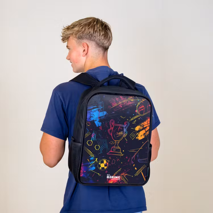 Sac à dos enfant - Noir - Trophée sportif en néon — 5
