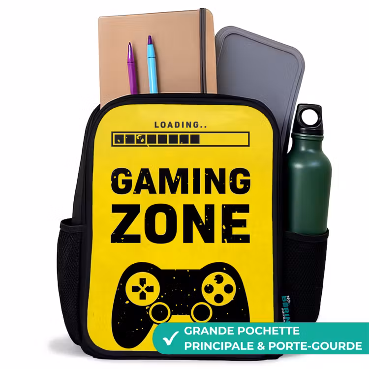 Sac à dos enfant - Noir - Noir et jaune avec zone de jeu — 10