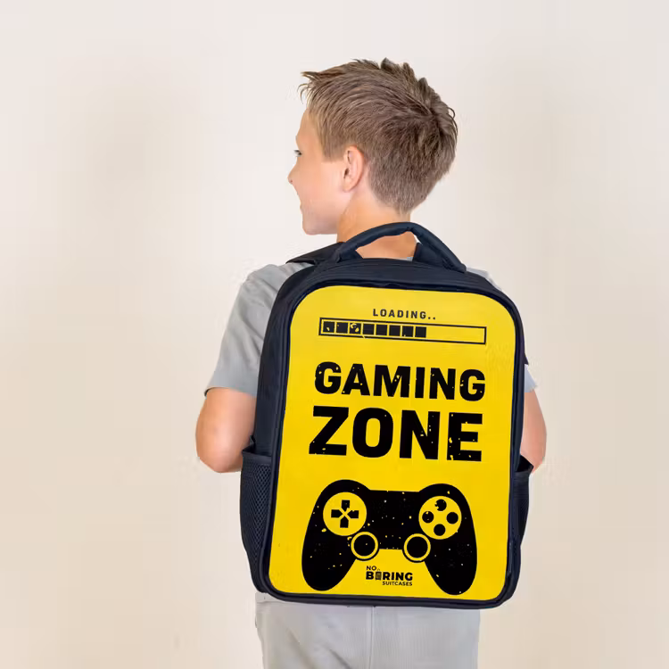 Sac à dos enfant - Noir - Noir et jaune avec zone de jeu — 2