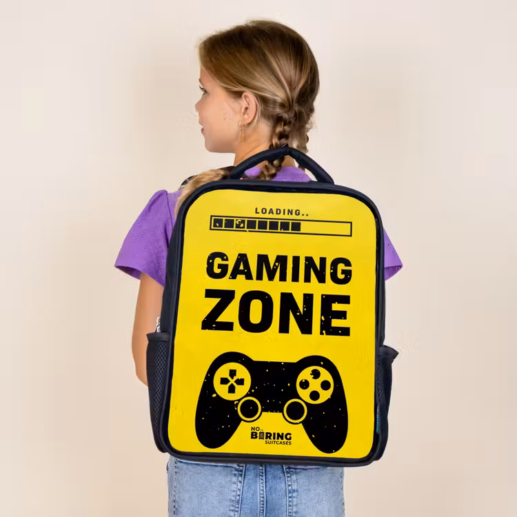 Sac à dos enfant - Noir - Noir et jaune avec zone de jeu — 4