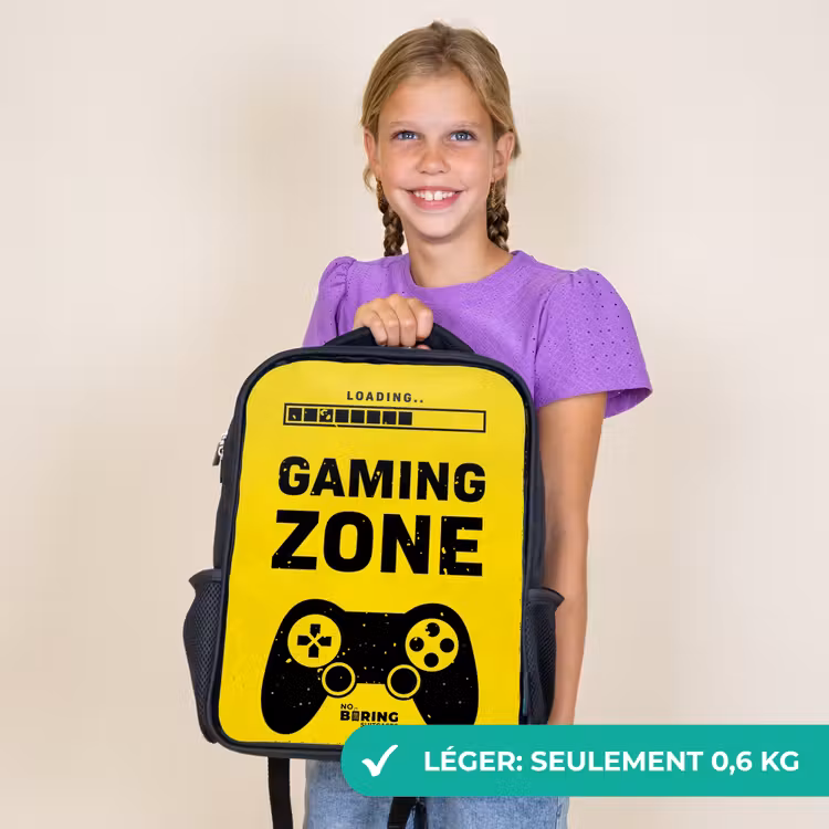 Sac à dos enfant - Noir - Noir et jaune avec zone de jeu — 9