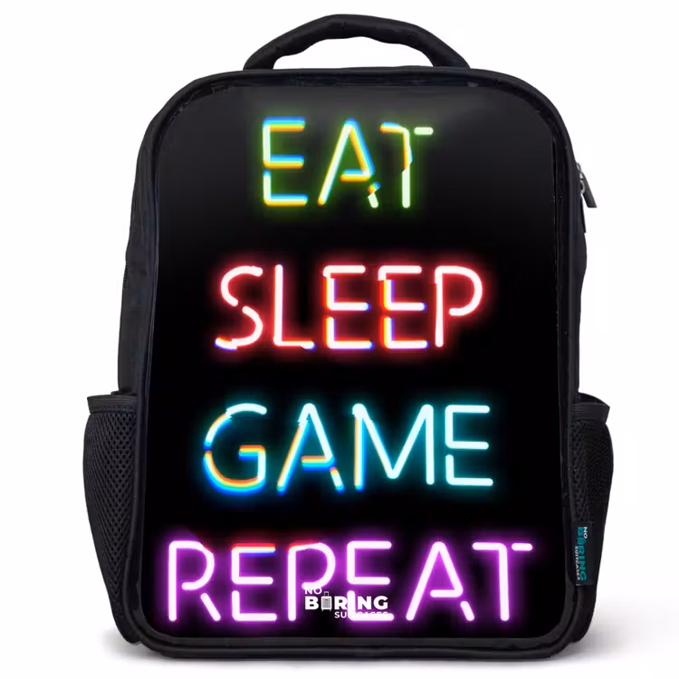 Sac à dos enfant - Noir - Qoute avec des néons — 1