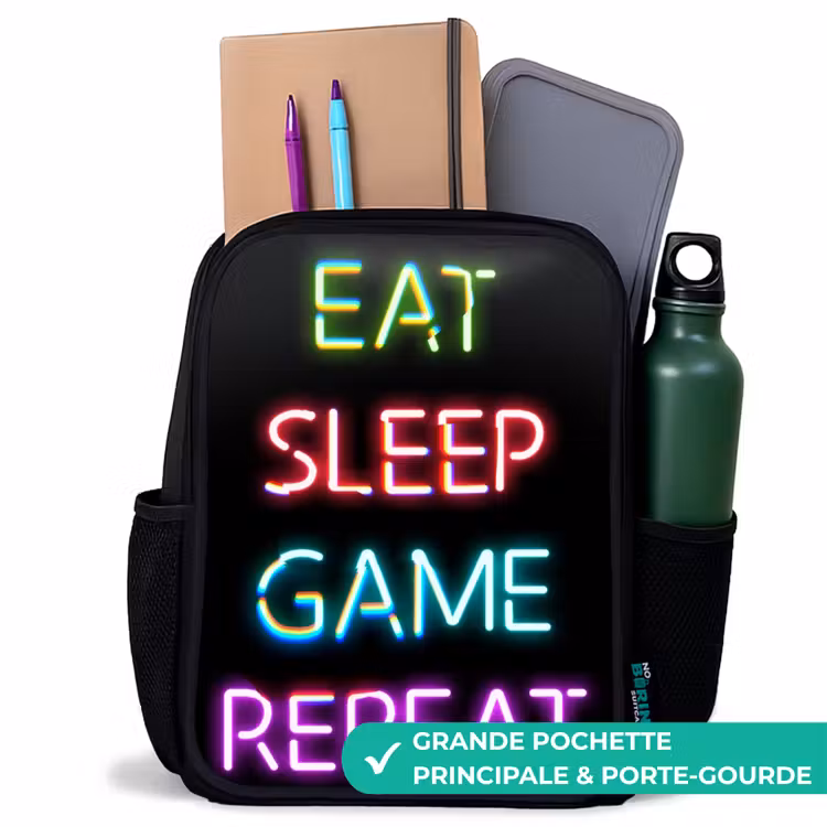 Sac à dos enfant - Noir - Qoute avec des néons — 10