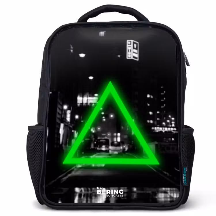 Sac à dos enfant - Noir - Triangle vert vif — 1