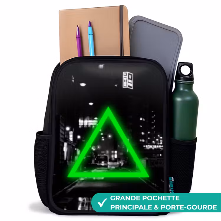 Sac à dos enfant - Noir - Triangle vert vif — 10