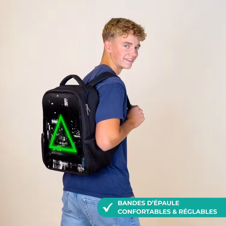 Sac à dos enfant - Noir - Triangle vert vif — 11