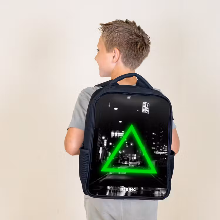 Sac à dos enfant - Noir - Triangle vert vif — 2
