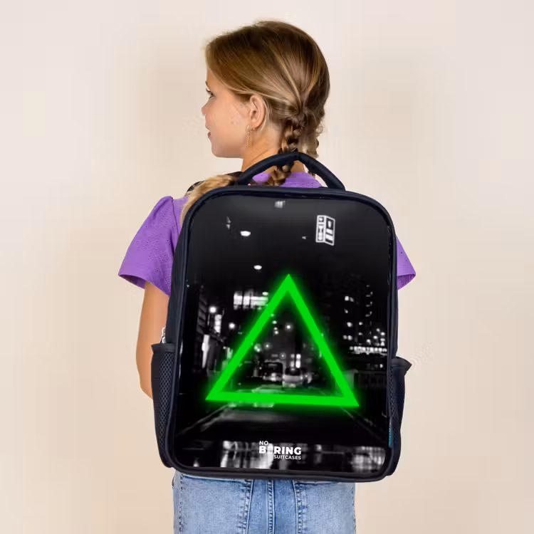 Sac à dos enfant - Noir - Triangle vert vif — 4
