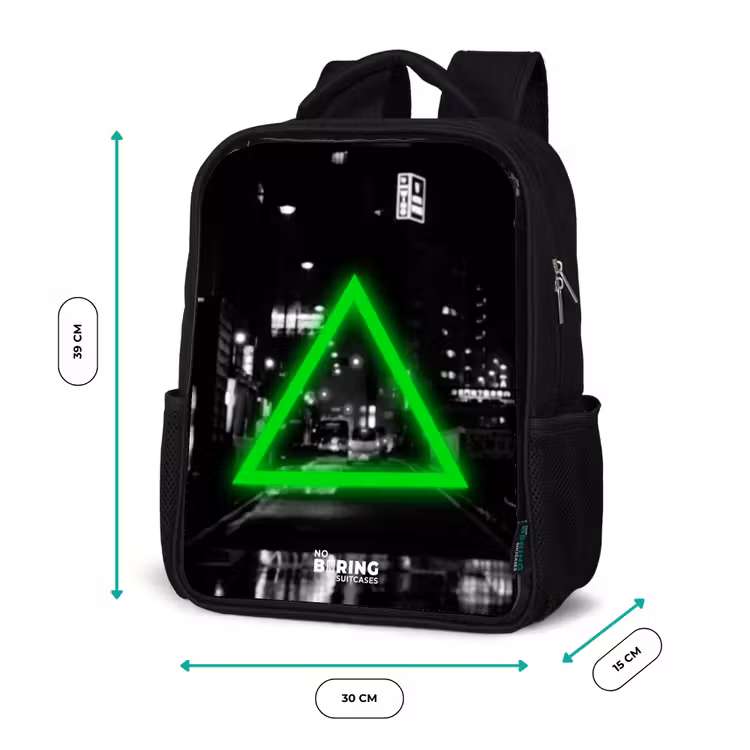 Sac à dos enfant - Noir - Triangle vert vif — 8