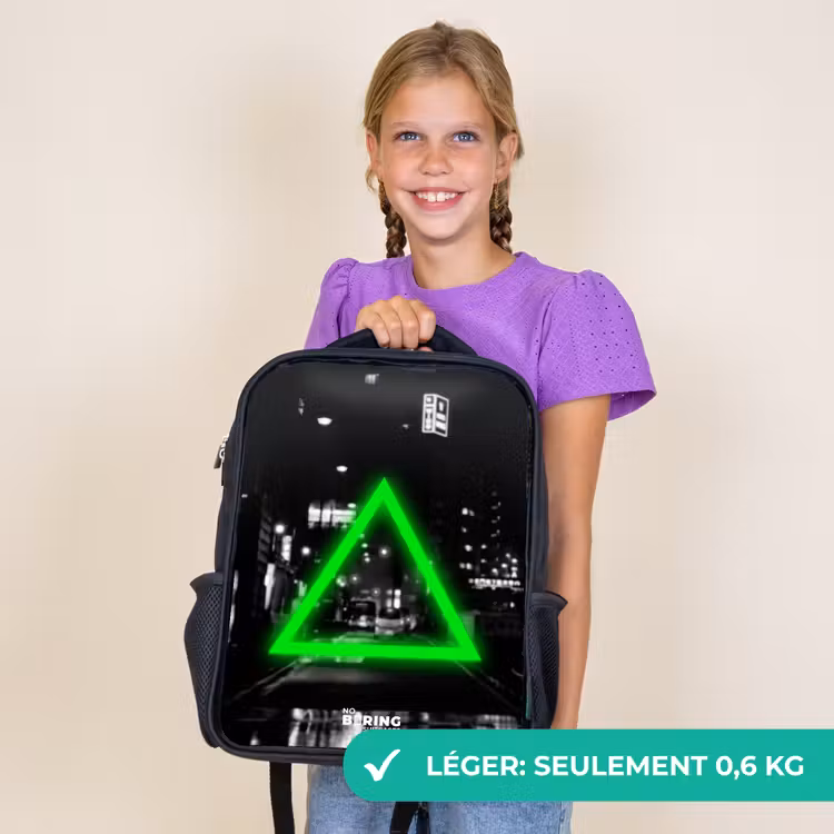 Sac à dos enfant - Noir - Triangle vert vif — 9