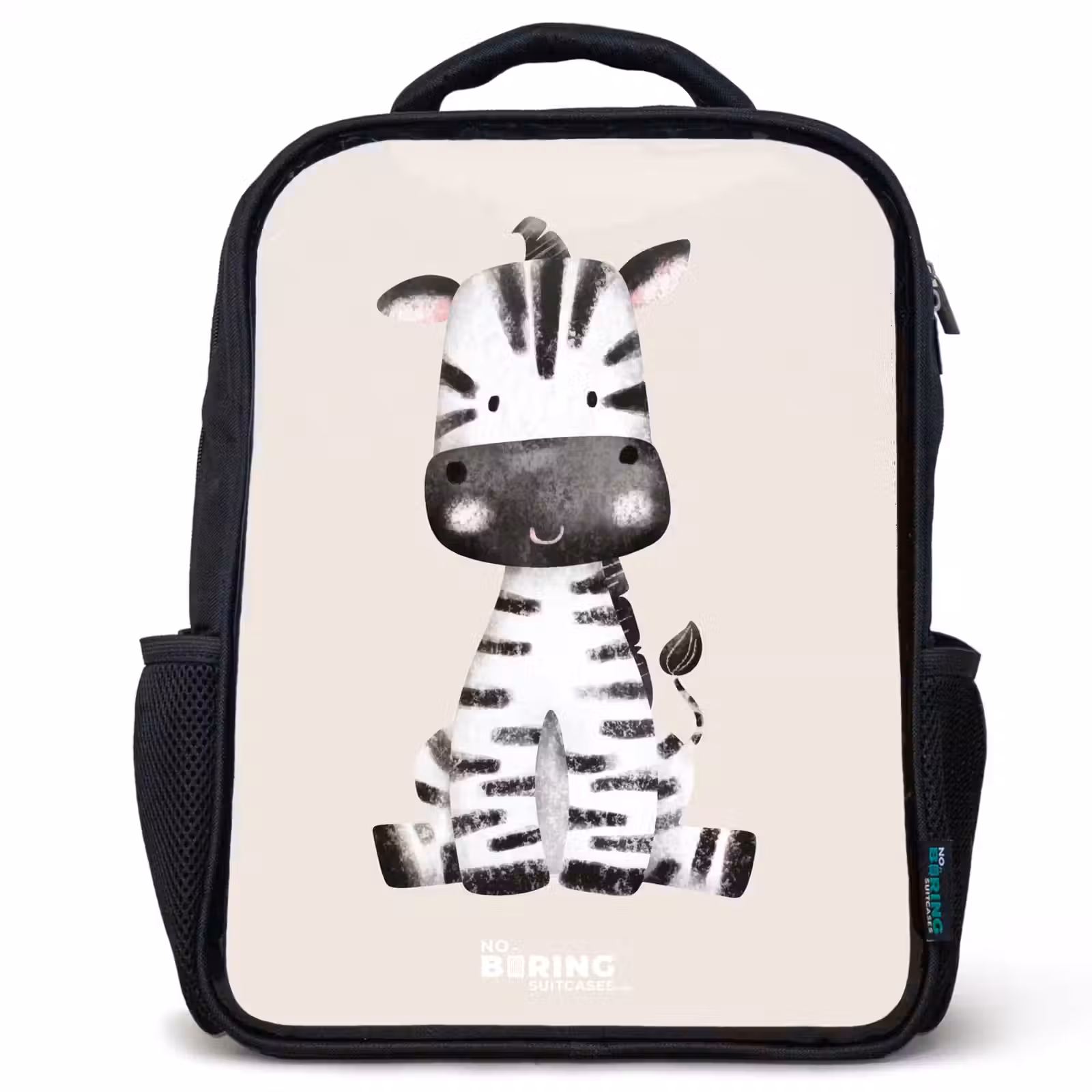 Sac à dos enfant - Noir - Portrait de zèbre sur fond beige — 1