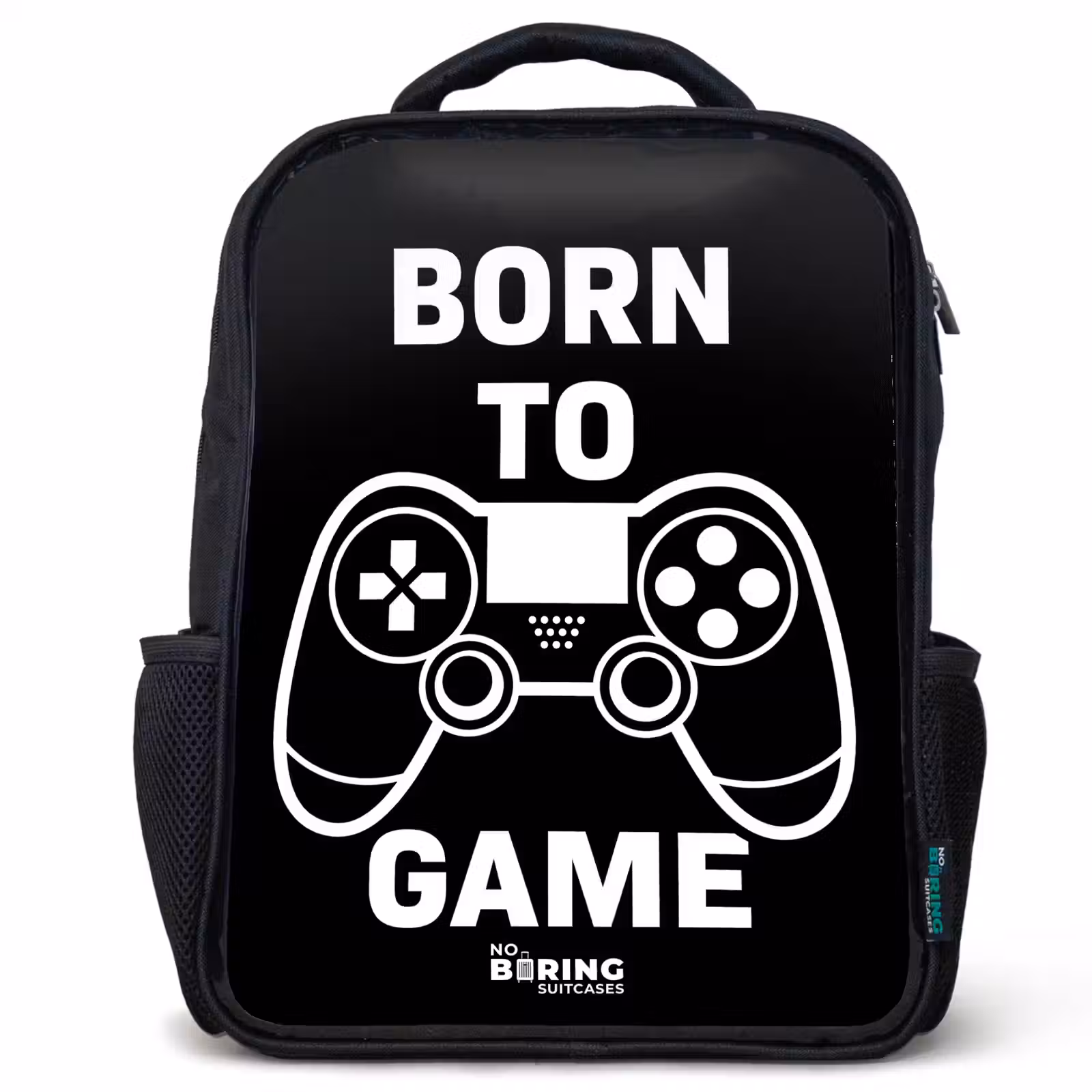 Sac à dos enfant - Noir - Qoute avec contrôleur en noir et blanc — 1