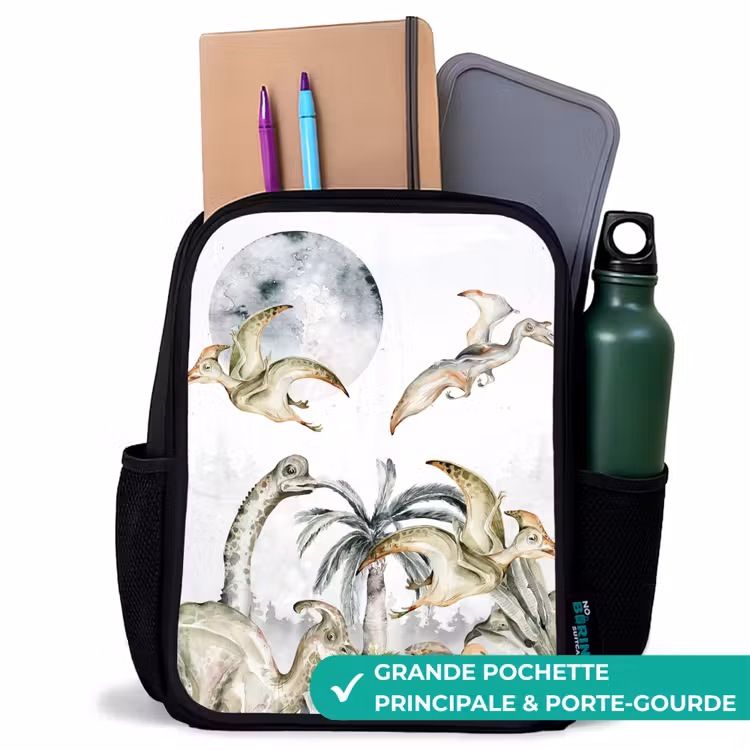 Sac à dos enfant - Noir - Des dinosaures dans la jungle — 10