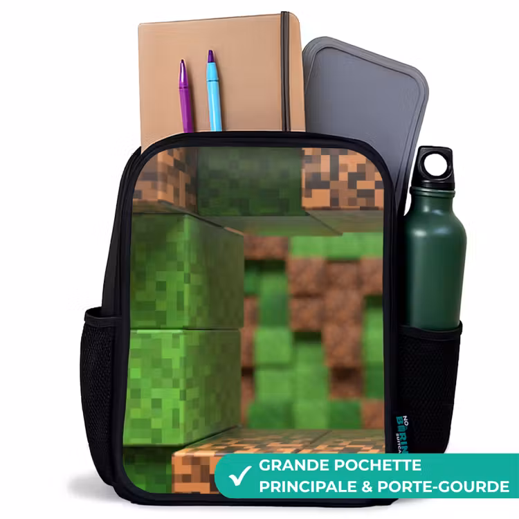 Sac à dos enfant - Noir - Gros plan avec des blocs pixellisés — 10