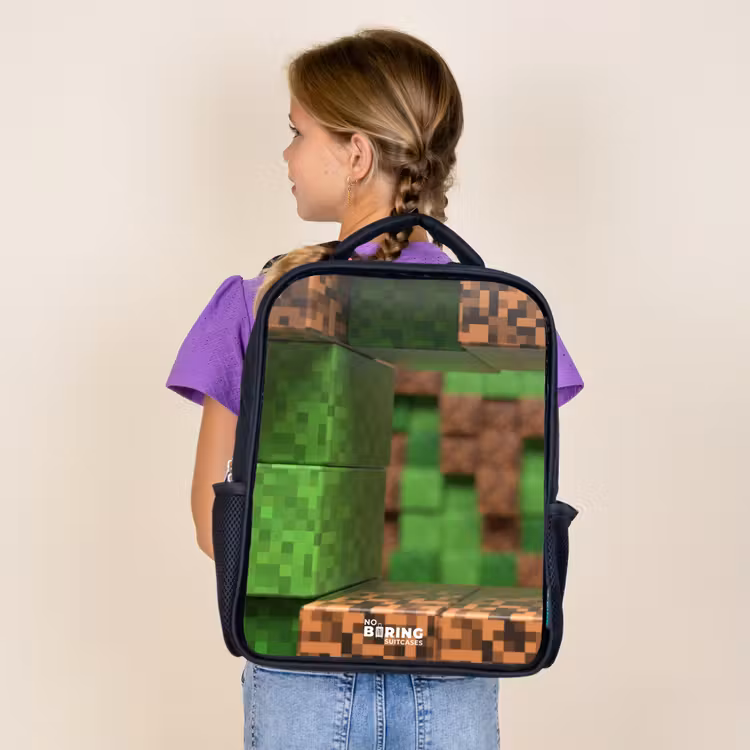 Sac à dos enfant - Noir - Gros plan avec des blocs pixellisés — 4