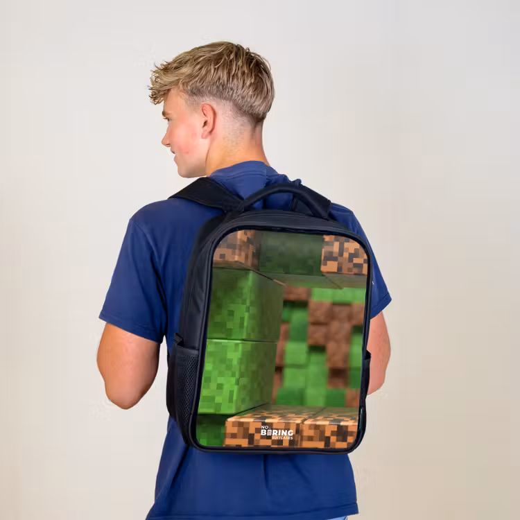 Sac à dos enfant - Noir - Gros plan avec des blocs pixellisés — 5