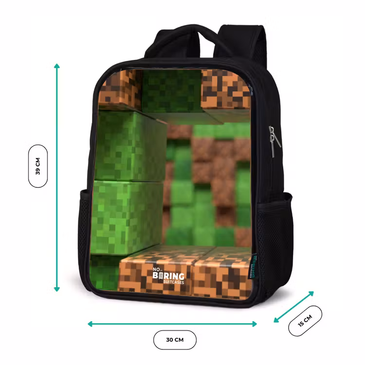 Sac à dos enfant - Noir - Gros plan avec des blocs pixellisés — 8