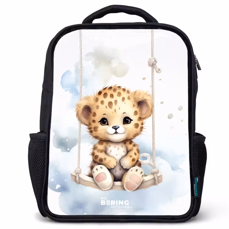Sac à dos enfant - Noir - Guépard sur une balançoire dans les nuages — 1