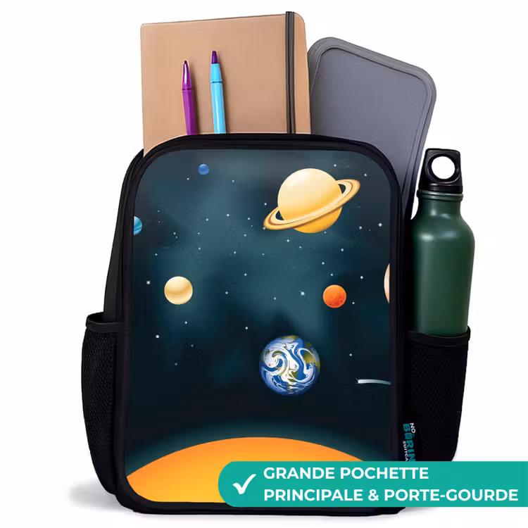 Sac à dos enfant - Noir - L'espace avec les planètes — 10