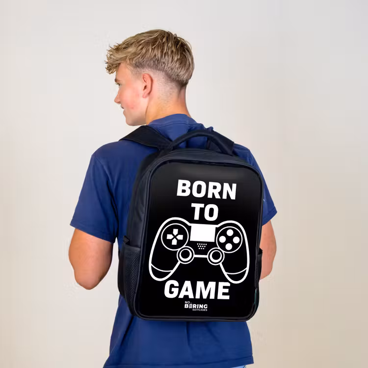 Sac à dos enfant - Noir - Qoute avec contrôleur en noir et blanc — 5