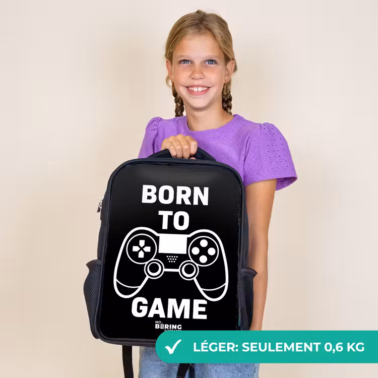 Sac à dos enfant - Noir - Qoute avec contrôleur en noir et blanc — 9