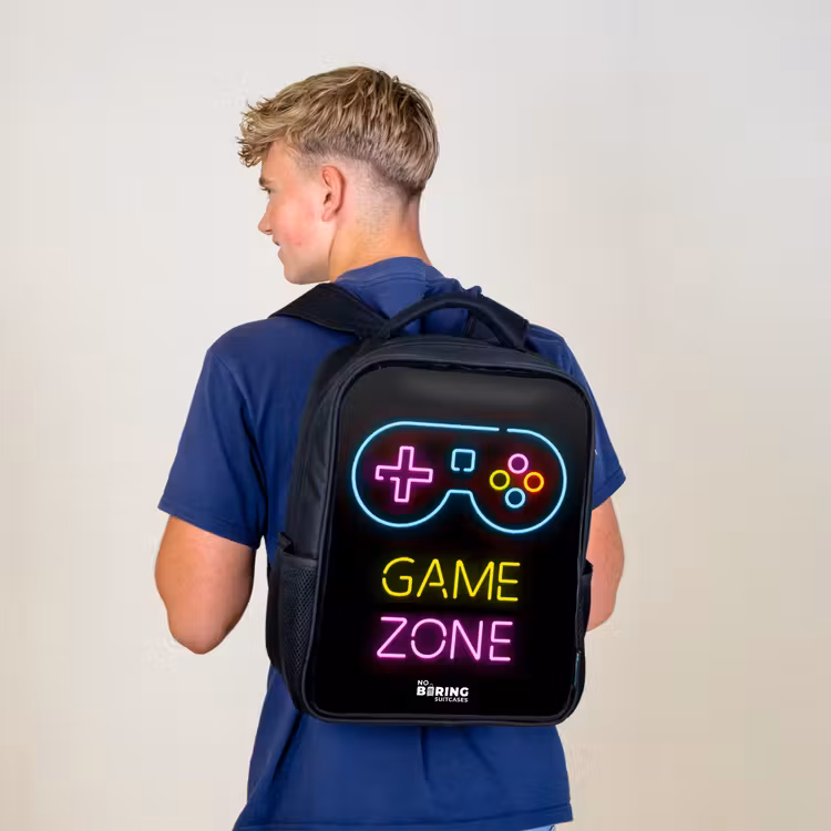 Sac à dos enfant - Noir - Qoute avec des couleurs néon — 5