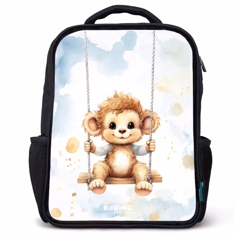 Sac à dos enfant - Noir - Singe à bascule à l'aquarelle — 1