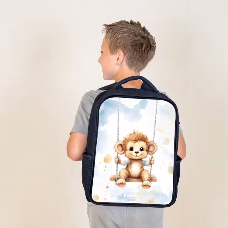 Sac à dos enfant - Noir - Singe à bascule à l'aquarelle — 2