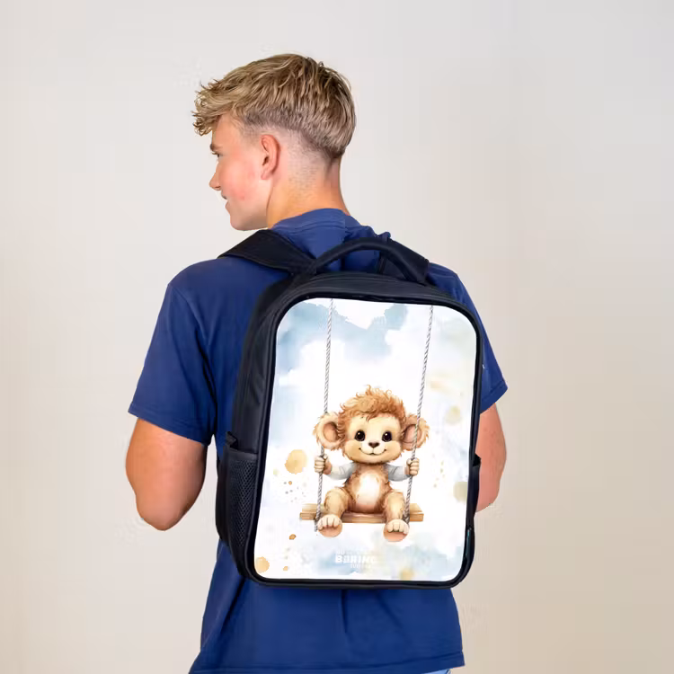 Sac à dos enfant - Noir - Singe à bascule à l'aquarelle — 5