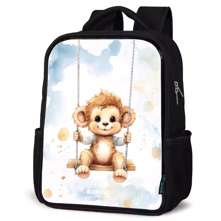 Sac à dos enfant - Noir - Singe à bascule à l'aquarelle — 6