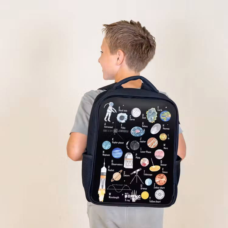 Sac à dos enfant - Noir - Alphabet sur le thème de l'espace — 2