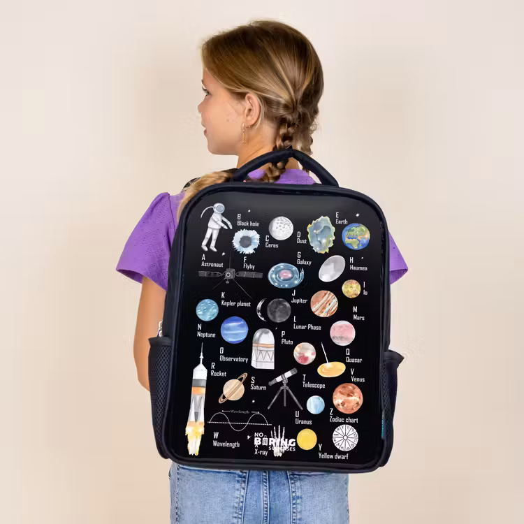 Sac à dos enfant - Noir - Alphabet sur le thème de l'espace — 4