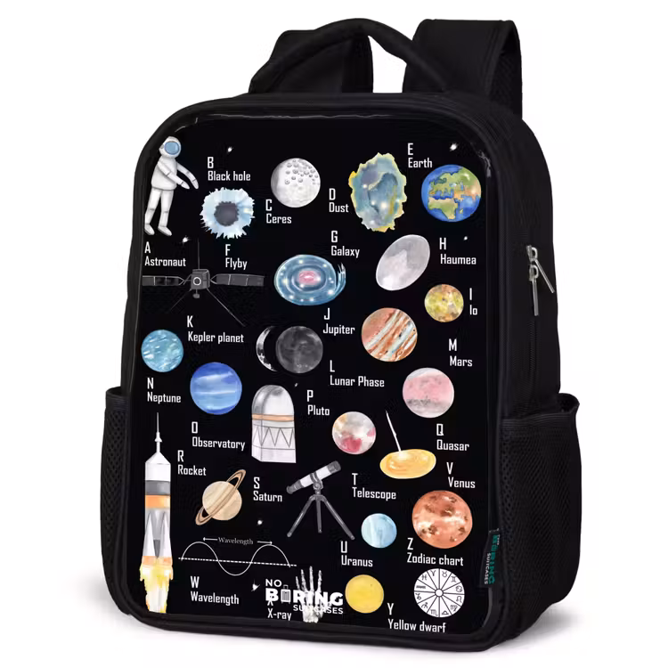 Sac à dos enfant - Noir - Alphabet sur le thème de l'espace — 6