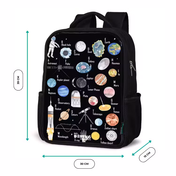 Sac à dos enfant - Noir - Alphabet sur le thème de l'espace — 8