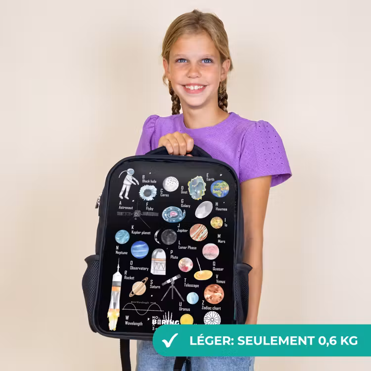 Sac à dos enfant - Noir - Alphabet sur le thème de l'espace — 9