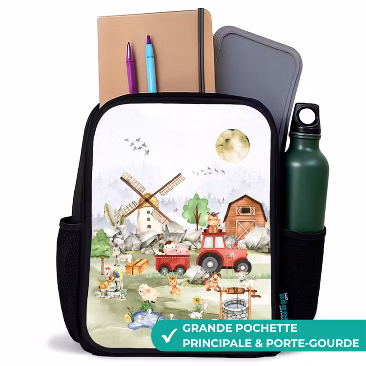 Sac à dos enfant - Noir - animaux de la ferme — 10