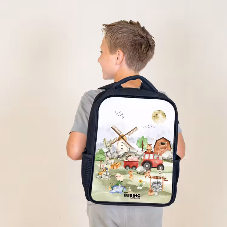 Sac à dos enfant - Noir - animaux de la ferme — 2