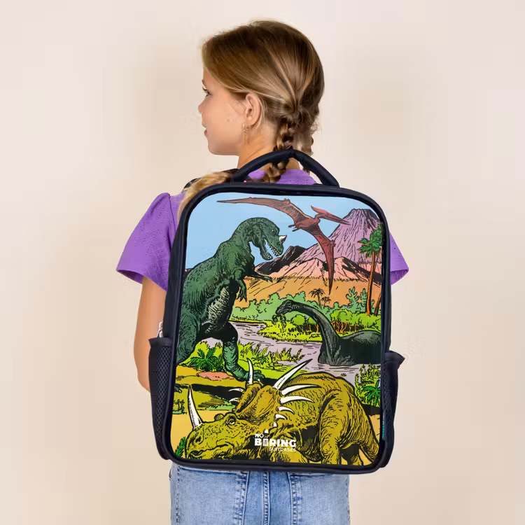 Sac à dos enfant - Noir - Des dinosaures sur un volcan — 4
