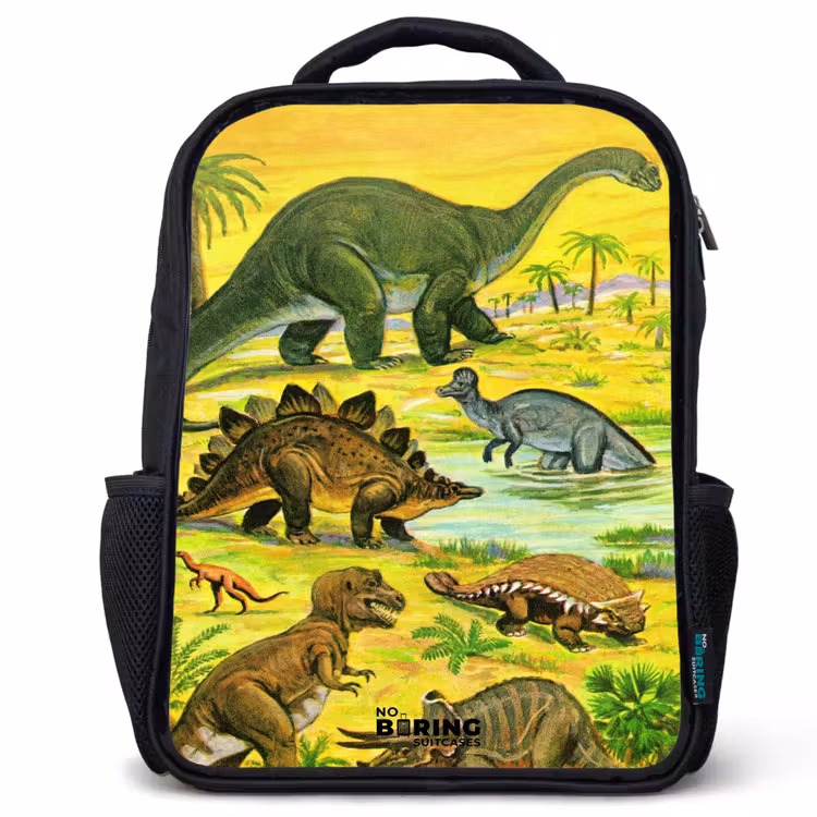Sac à dos enfant - Noir - Dinos au bord de l'eau — 1