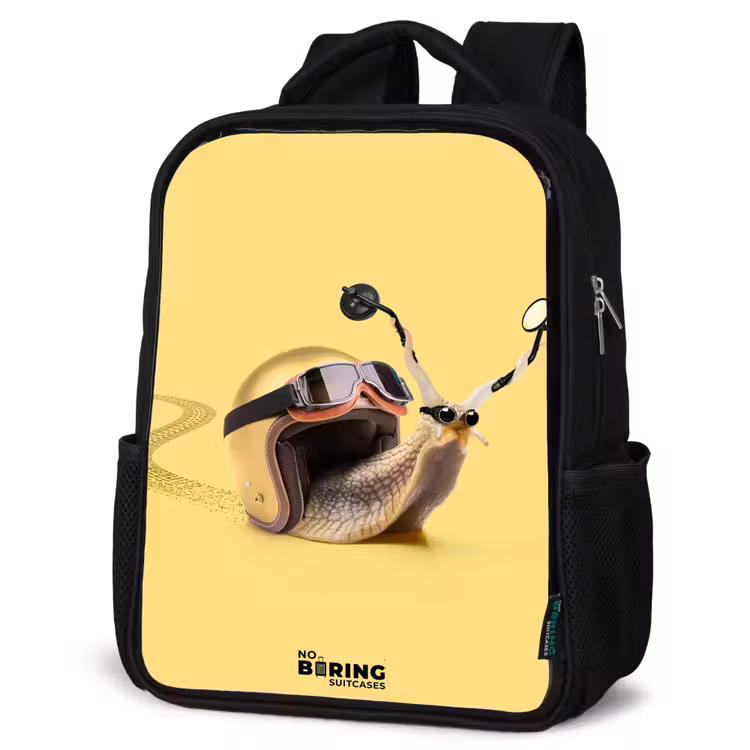 Sac à dos enfant - Noir - Escargot avec casque de moto — 6